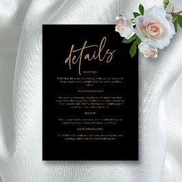Zeitlose Schwarz-Gold-Hochzeit Begleitkarte