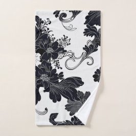 Zeitlose Schwarz-Weiß-Elegante Florals Handtuch