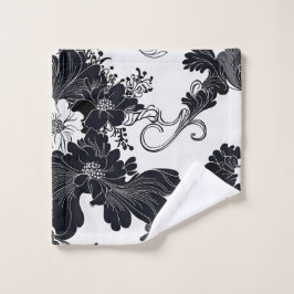 Zeitlose Schwarz-Weiß-Elegante Florals Waschlappen
