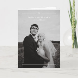 Zeitlose Schwarz-Weiß-Foto Moderne Hochzeit Dankeskarte