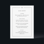 Zeitlose Schwarz-Weiß-Gastname Moderne Hochzeit Menükarte<br><div class="desc">Moderne Hochzeitsmenüs mit schlichtem und elegantem Design,  oben mit dem Monogramm und den Details,  die von einer Grenze umgeben sind. Verwenden Sie die Vorlage,  um jeden Gastnamen hinzuzufügen und die Platzkarten zu überspringen.</div>