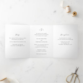 Zeitlose Schwarz-Weiß-Monogramm-Elegante Hochzeit Dreifach Gefaltete Einladung