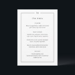 Zeitlose Schwarz-Weiß-Monogramm Moderne Hochzeit Menükarte<br><div class="desc">Moderne Hochzeitsmenüs mit schlichtem und elegantem Design,  oben mit dem Monogramm und den Details,  die von einer Grenze umgeben sind.</div>