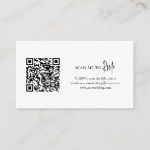 Zeitlose Schwarz-Weiß-QR-Code Elegante Hochzeit Begleitkarte