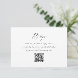 Zeitlose Schwarz-Weiß-QR-Code Elegante Hochzeit RSVP Karte
