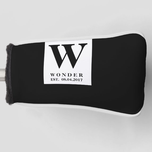 Zeitlose schwarze Hochzeit Golf Headcover (Vorderseite)