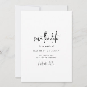 Zeitlose schwarze und weiße elegante Hochzeit Save The Date