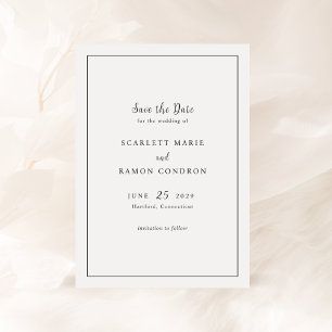 Zeitlose schwarze und weiße elegante Hochzeit Save The Date