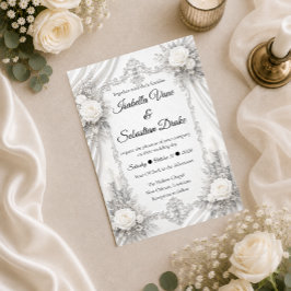 Zeitlose Silber-Elfenbein-Eleganz Hochzeit Einladung