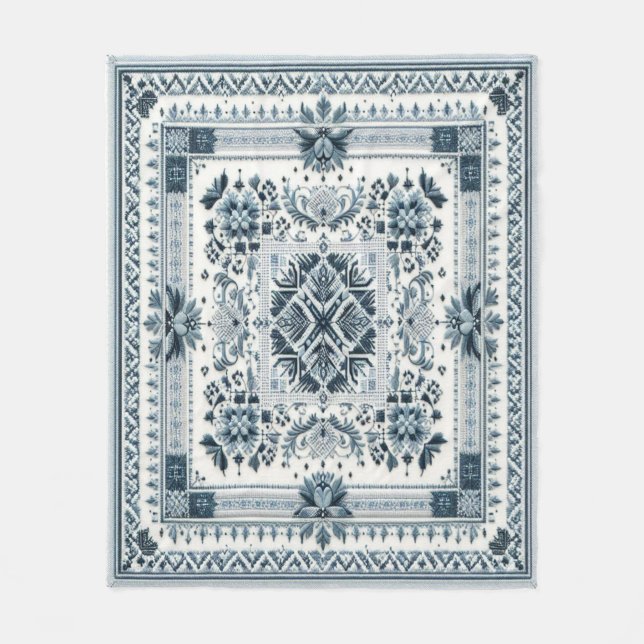 Zeitlose Stickerei #5 Fleecedecke (Vorderseite)