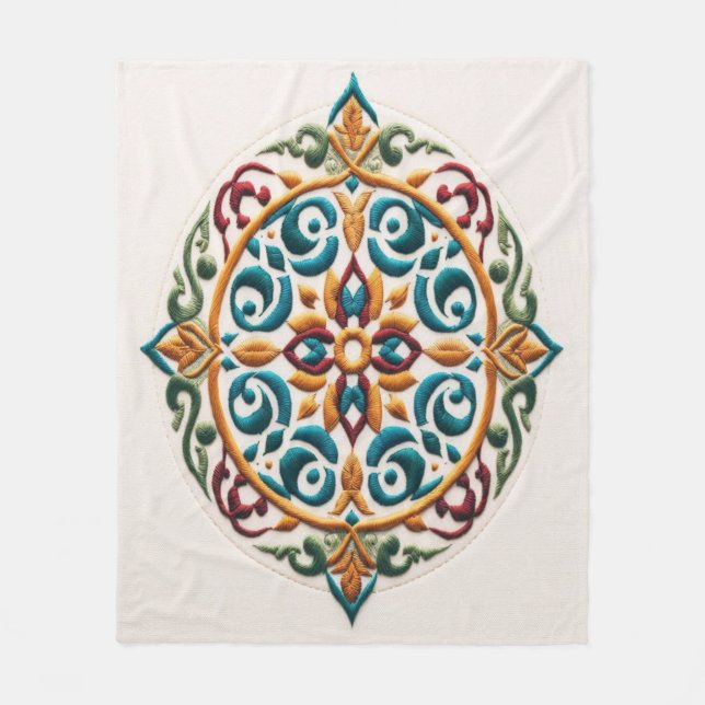 Zeitlose Stickerei #7 Fleecedecke (Vorderseite)