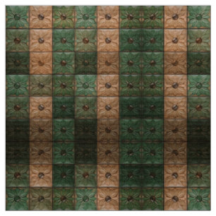 Zeitlose Stoffe aus grünen und braunen Blumenkache