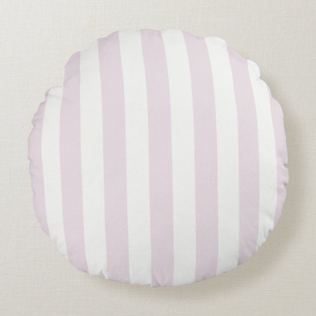 Zeitlose Streifen Pastellrosa Rundes Kissen (Vorderseite)