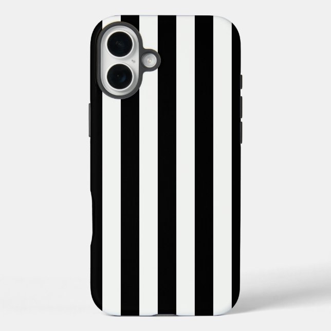 Zeitlose Streifen schwarz und weiß iPhone 16 Plus Hülle (Rückseite)