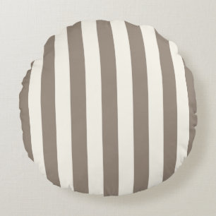 Zeitlose Streifen Taupe Creme Rundes Kissen