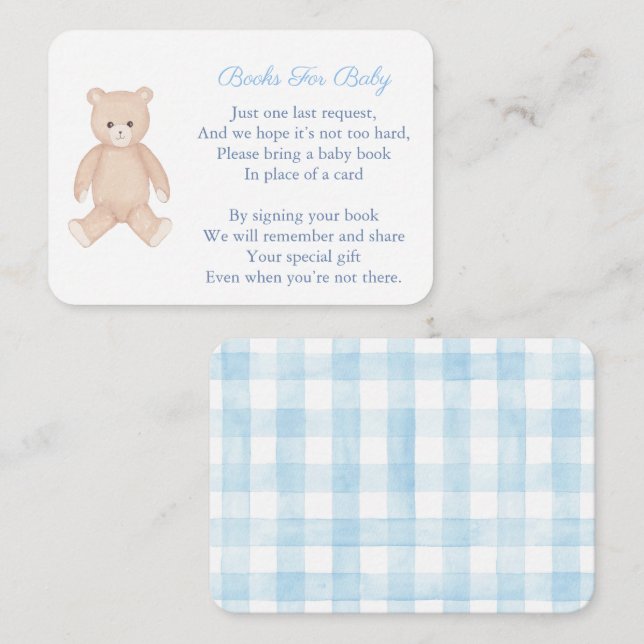 Zeitlose Teddy-Bären bringen ein Buch Baby-Dusche Begleitkarte (Vorne/Hinten)