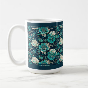 Zeitlose Teekanne mit zartem asiatischen Blumenmus Kaffeetasse