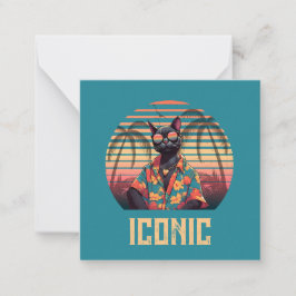 Zeitlose tropische Katze Attitude Flat Note Mitteilungskarte