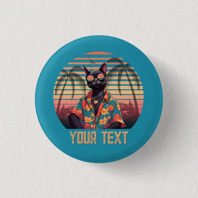 Zeitlose tropische Katzenhöhe Button (Vorderseite)