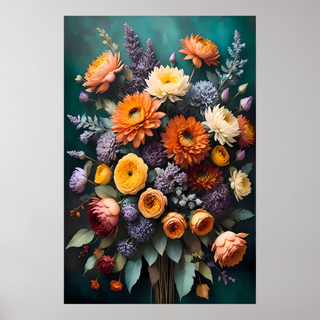 Zeitlose Vintage Blume, klassische Blüte Poster (Vorne)