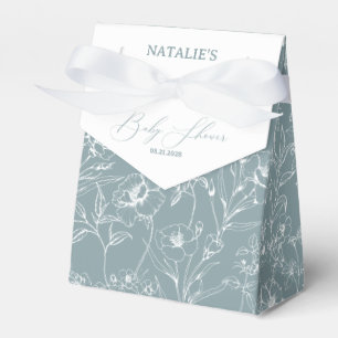 Zeitlose Vintage-Blumen Baby Shower in Blau Geschenkschachtel