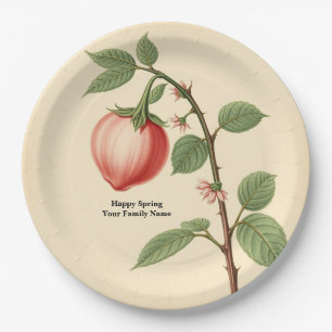 Zeitlose Vintage-Briar-Rose-Hip-Gravur Staubig Pappteller
