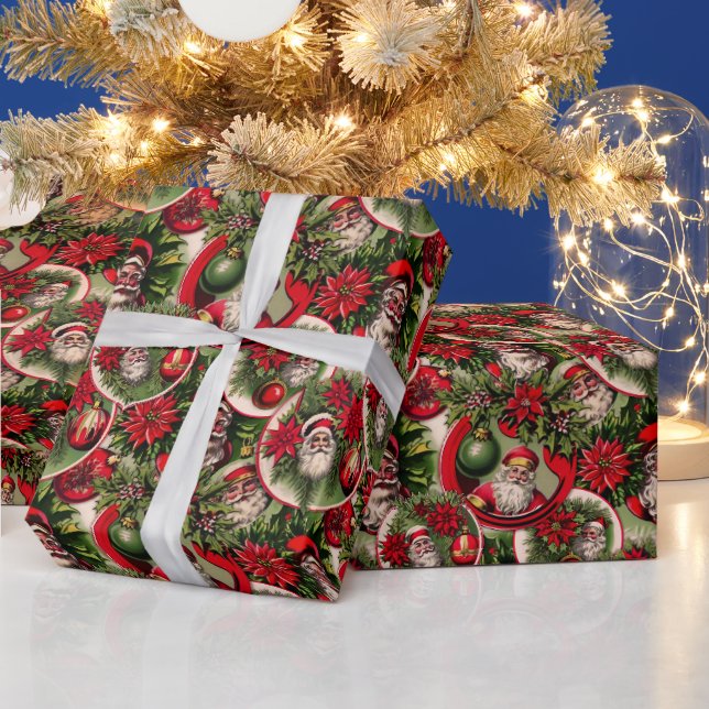 Zeitlose Weihnachten und Poinsettias Geschenkpapier (Feiertage)