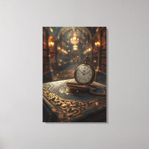 Zeitlose Weisheit – Die goldene Uhr des Wissens Leinwanddruck