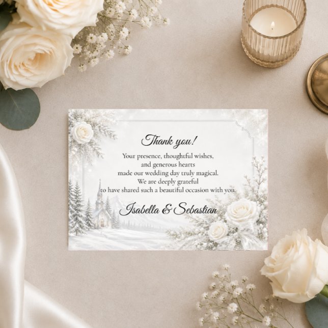 Zeitlose Winterhochzeit Dankeskarte (Von Creator hochgeladen)