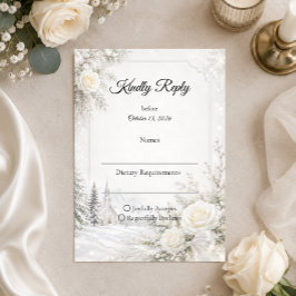 Zeitlose Winterhochzeit RSVP Karte
