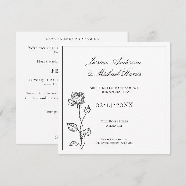 Zeitloser Blendenzustand mit Textkarte Save the Da Date (Vorne/Hinten)