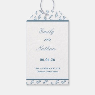 Zeitloser Blue Garden Elegante Klassische Hochzeit Geschenkanhänger