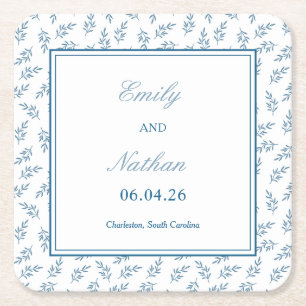 Zeitloser Blue Garden Elegante Klassische Hochzeit Rechteckiger Pappuntersetzer