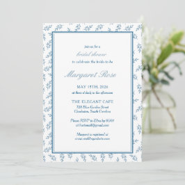 Zeitloser Blue Garden Elegantes klassisches Brautp Einladung