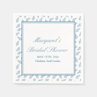 Zeitloser Blue Garden Elegantes klassisches Brautp Serviette
