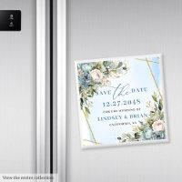 Zeitloser Boho Blue Floral Gold Rahmen Save the Da