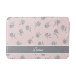 Zeitloser botanischer Bloom Soft Pink Monogramm-Ba Badematte