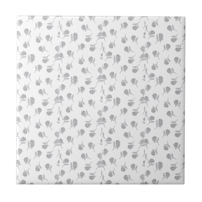 Zeitloser botanischer Bloom Softgrau Fliese (Vorderseite)