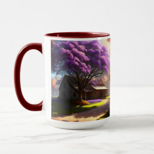 "Zeitloser Charme: Farmhaus und die alte Jacaranda Tasse