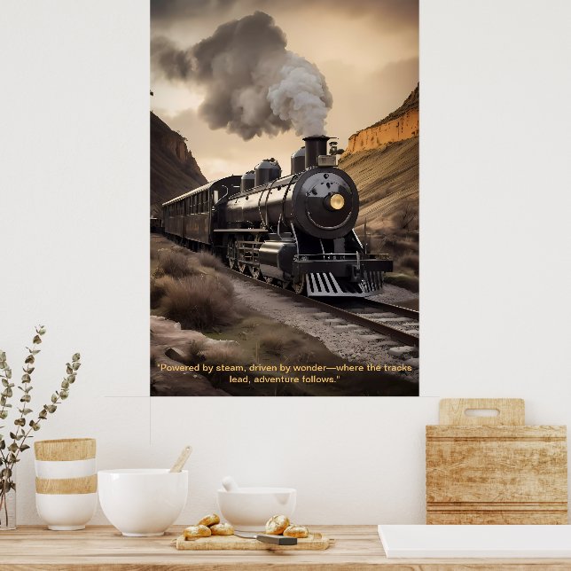 "Zeitloser Dampf: Die Majestät klassischer Züge Poster (Küche)