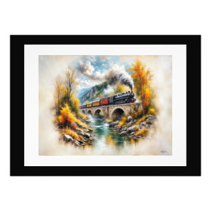 Zeitloser Eisenbahn-Ausflug / Malerische Herbstlan Fotodruck