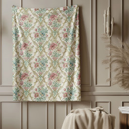 Zeitloser floraler Damask Throw Klassischer Zuhaus Fleecedecke