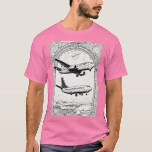 Zeitloser Flug: Schwarz-Weiß-Fluggeschichte T-Shirt