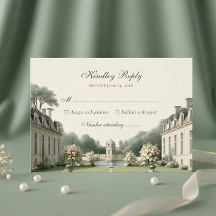 Zeitloser Garten Französische Château-Hochzeit RSVP Karte