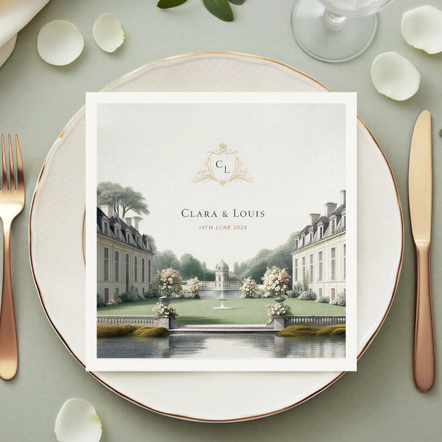 Zeitloser Garten | Französische Château-Monogramm- Serviette (Von Creator hochgeladen)