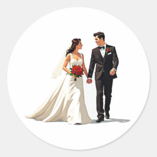 Zeitloser Hochzeitsticker Runder Aufkleber