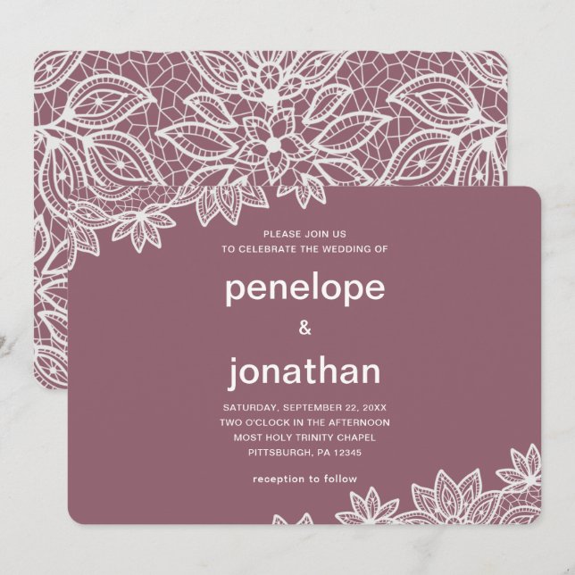 Zeitloser Hochzeitstil-Look Einladung (Vorne/Hinten)