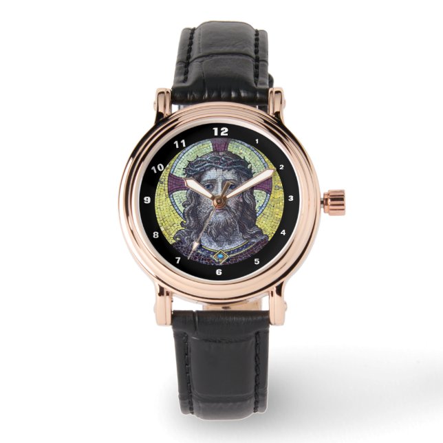 Zeitloser Jesus Christus, antike Kunstschau Armbanduhr (Vorderseite)