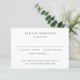 Zeitloser Klassiker Formale Hochzeit RSVP Karte
