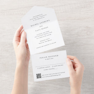 Zeitloser Klassiker Formeller QR-Code-Hochzeit All In One Einladung